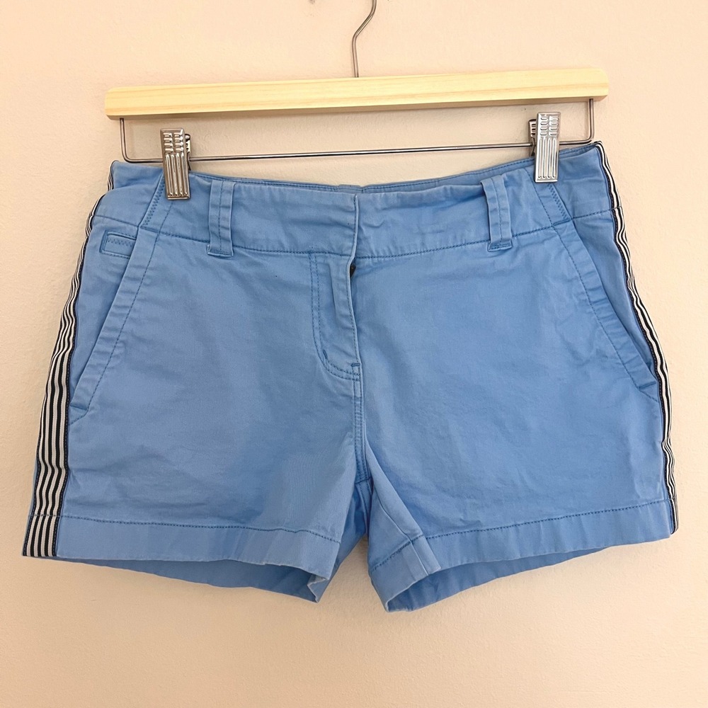Vineyard Vines Womens Blue Chino Shorts Striped Side Tape Size 4 Preppy Whale